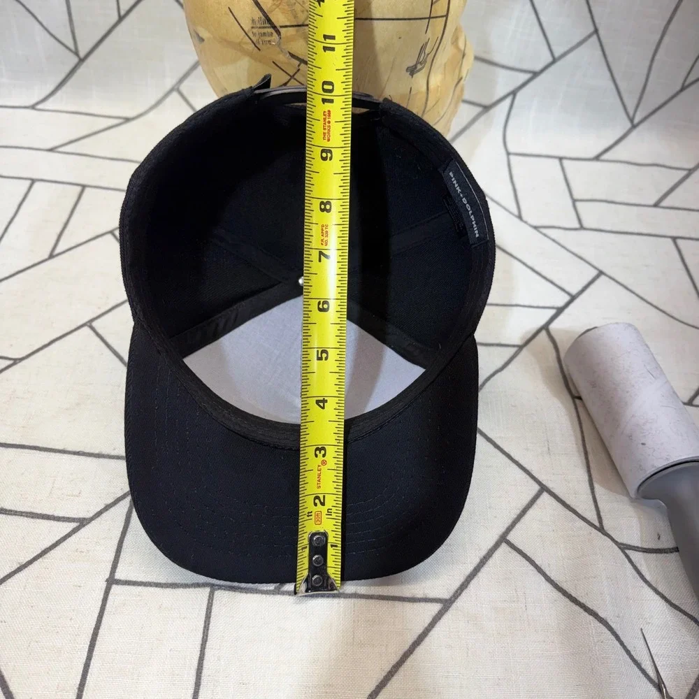 Pink Dolphin Snapback Hat OS Black Palm Tree‎ Wave Graphic Cap
